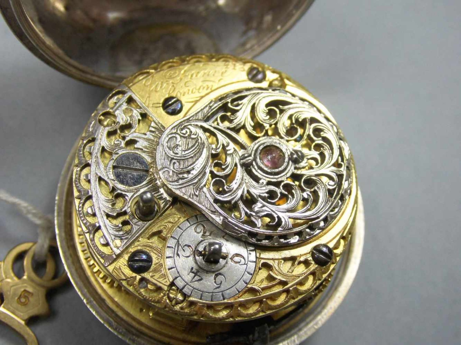 SPINDELTASCHENUHR / pocket watch, England / London / 1763, Schlüsselaufzug. Uhr mit Pair-Case- - Bild 3 aus 11