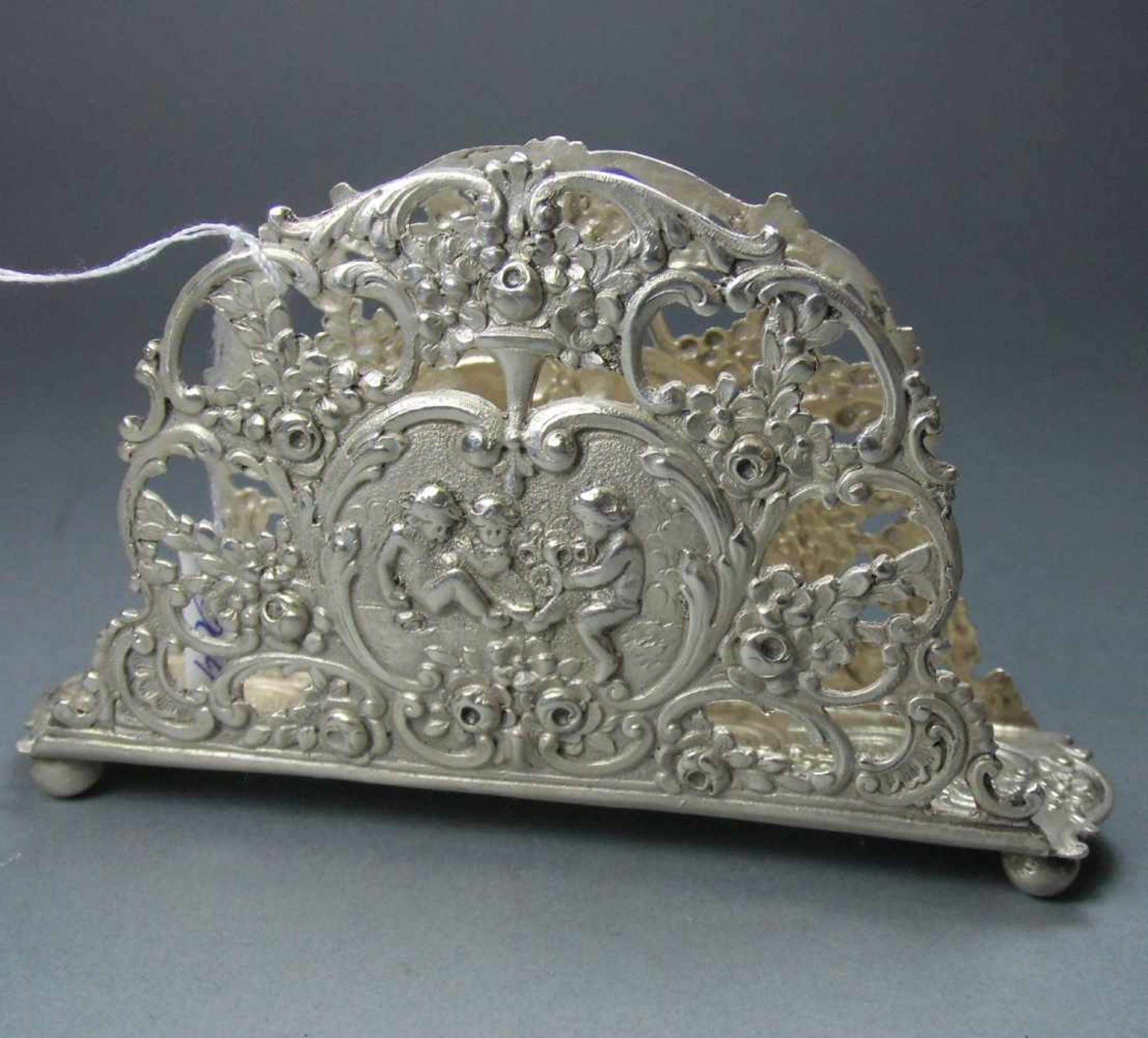 SERVIETTENHALTER / SERVIETTENSTÄNDER / napkin holder, 800er Silber (82 g), deutsch, gepunzt mit - Bild 3 aus 5