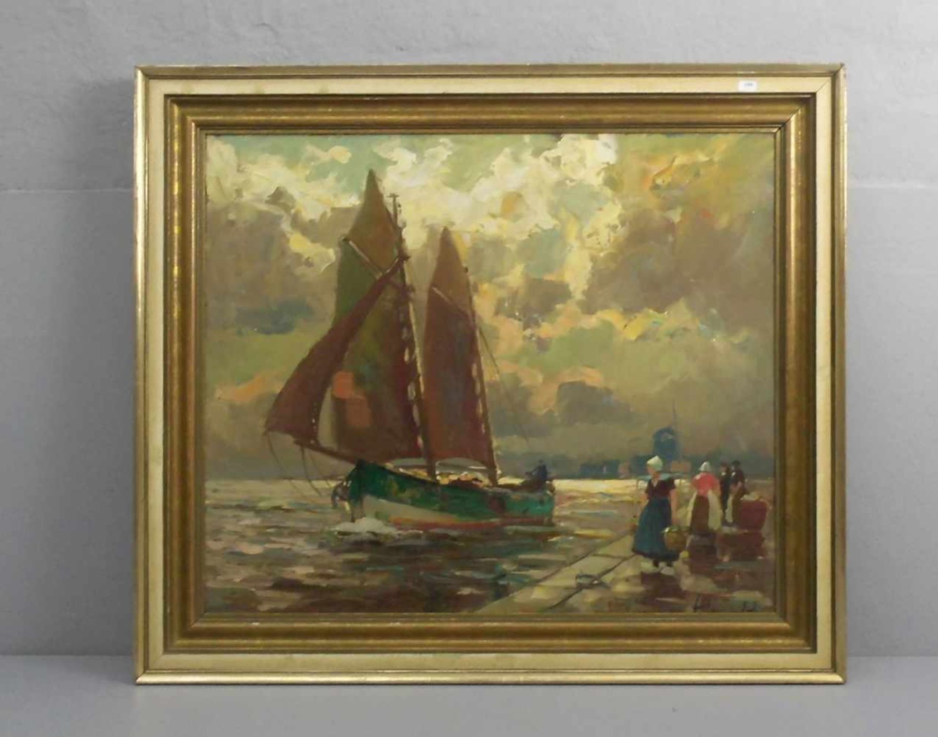 HAERENDEL, HARRY (Hamburg 1896-1991 ebd.), Gemälde / painting: "Rückkehr der Fischer", Öl auf