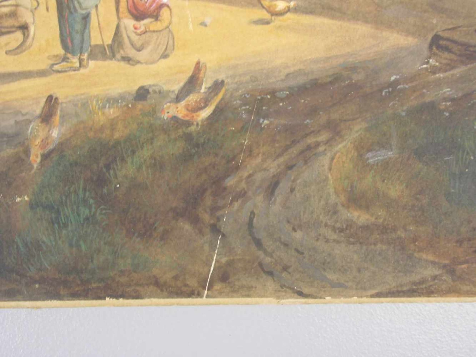 ANONYMUS (deutscher Maler der Romantik), Aquarell und Tempera auf Papier, montiert auf Karton: "Rast - Bild 6 aus 6