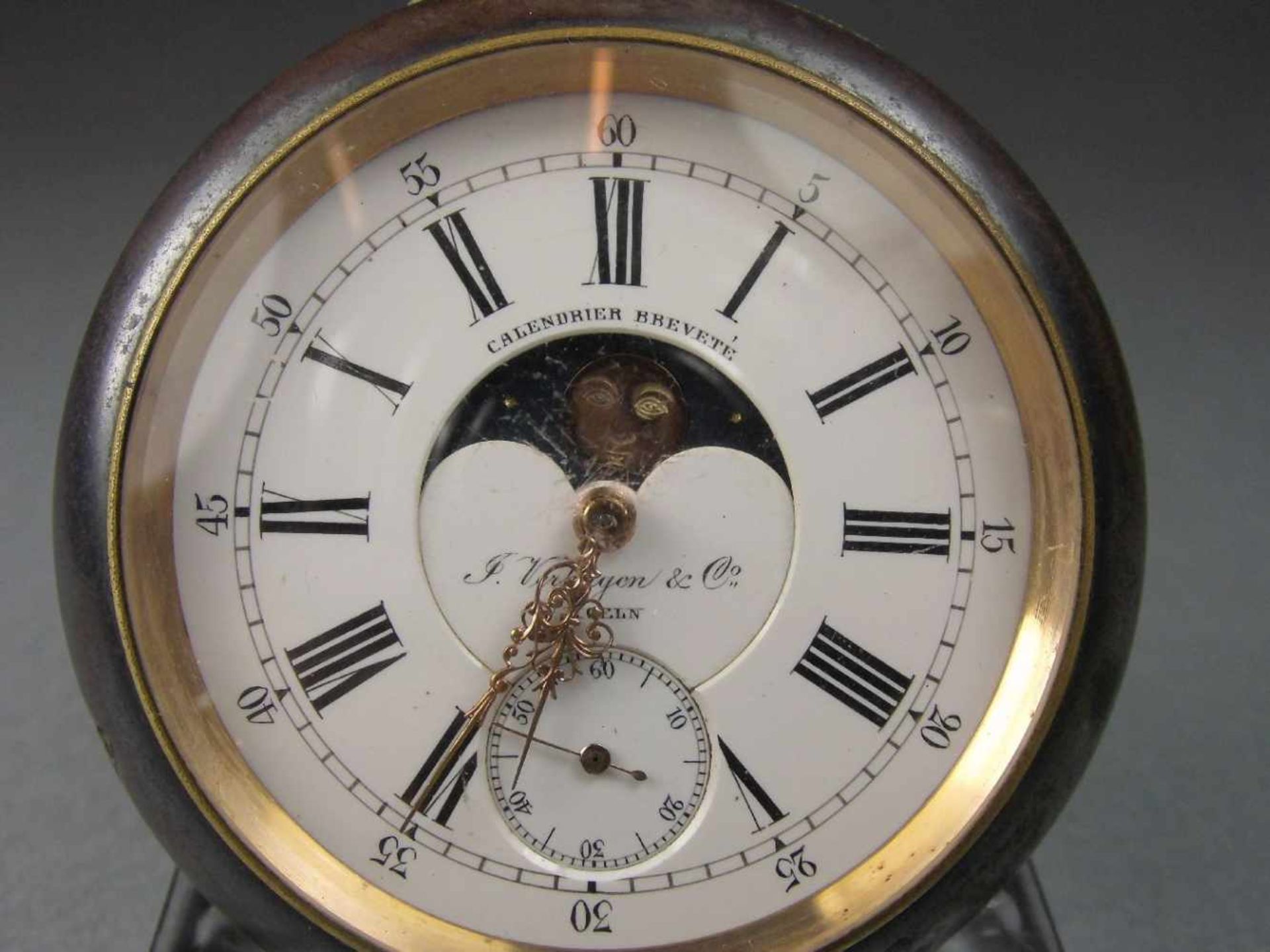 DOPPELKALENDER - TASCHENUHR / pocketwatch, J. Verhagen & Co., Köln, Ende 19. Jh. / Anfang 20. Jh.; - Bild 2 aus 5