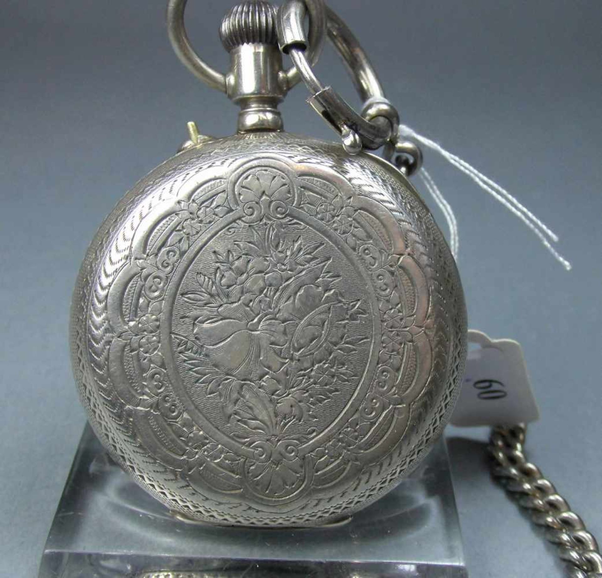 SILBER- TASCHENUHR / pocket watch, Schweiz. Open Face - Taschenuhr, Handaufzug (Krone und - Bild 4 aus 8