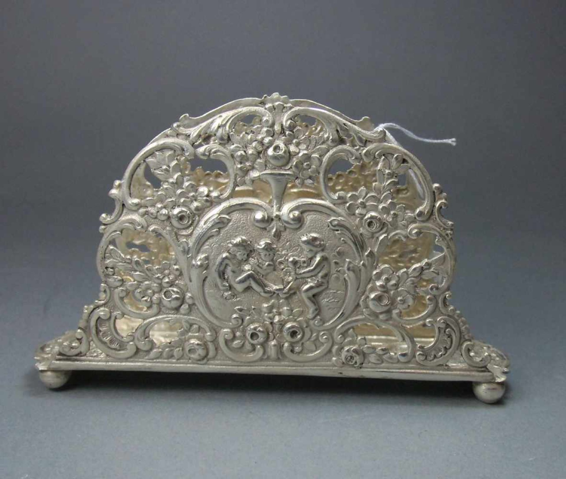 SERVIETTENHALTER / SERVIETTENSTÄNDER / napkin holder, 800er Silber (82 g), deutsch, gepunzt mit