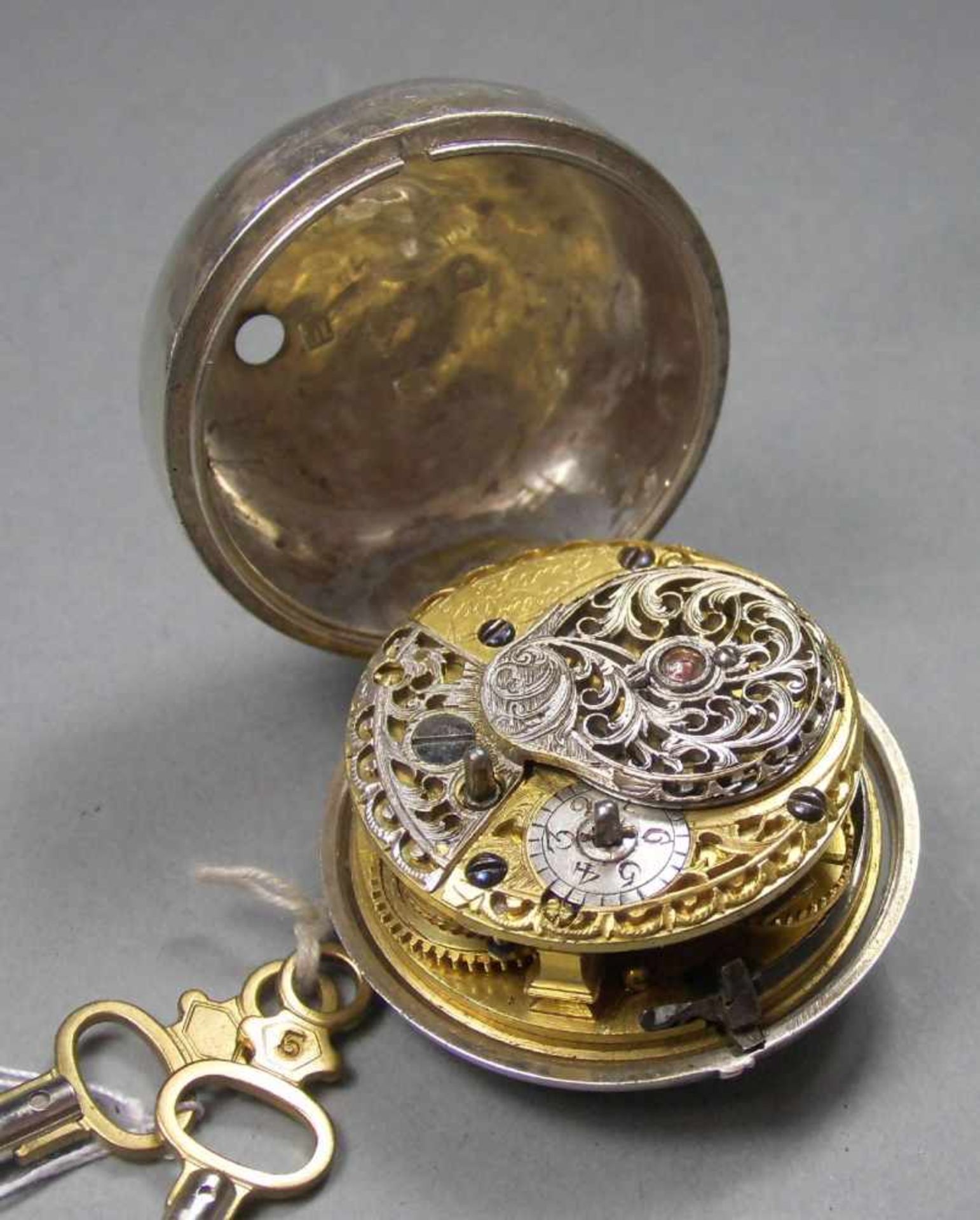 SPINDELTASCHENUHR / pocket watch, England / London / 1763, Schlüsselaufzug. Uhr mit Pair-Case- - Bild 10 aus 11