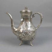 KAFFEEKANNE / silver coffee pot, wohl 19. Jh., 800er Silber (813 g), gepunzt mit Feingehaltsangabe