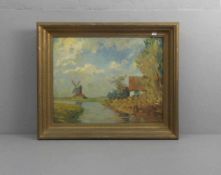 GÖTTING, WILHELM (Menden 1901-1976 Warendorf), Gemälde / painting: "Landschaft mit Mühle", Öl auf