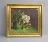 RODE, INGEBORG, M. (Kopenhagen 1865-1932), Gemälde: "Stillleben mit Rose", Öl auf Leinwand / oil
