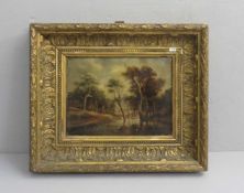HEITMANN, ANTON (19. Jh.), Gemälde nach Ruysdael: "Landschaft mit Bachlauf", Öl auf Leinwand, u.