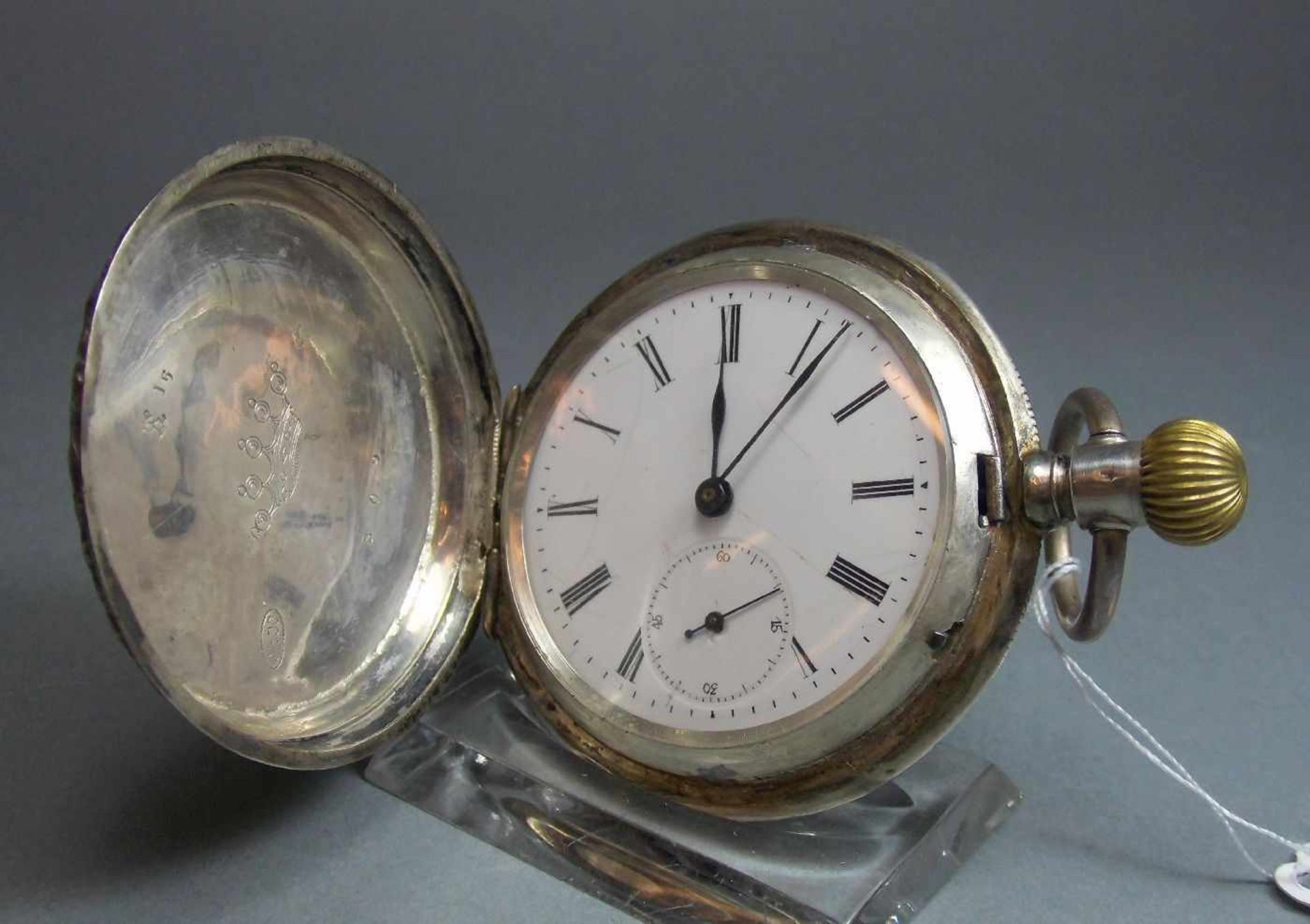 SILBERNE SAVONETTE - TASCHENUHR / hunter case, Schweiz, Handaufzug (Krone und Schieber), 800er - Bild 5 aus 11