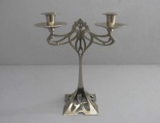 JUGENDSTIL - LEUCHTER / TISCHLEUCHTER / art nouveau candle stand, zweiflammig, Silberzinn, um
