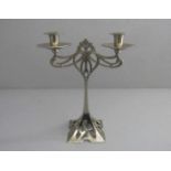 JUGENDSTIL - LEUCHTER / TISCHLEUCHTER / art nouveau candle stand, zweiflammig, Silberzinn, um