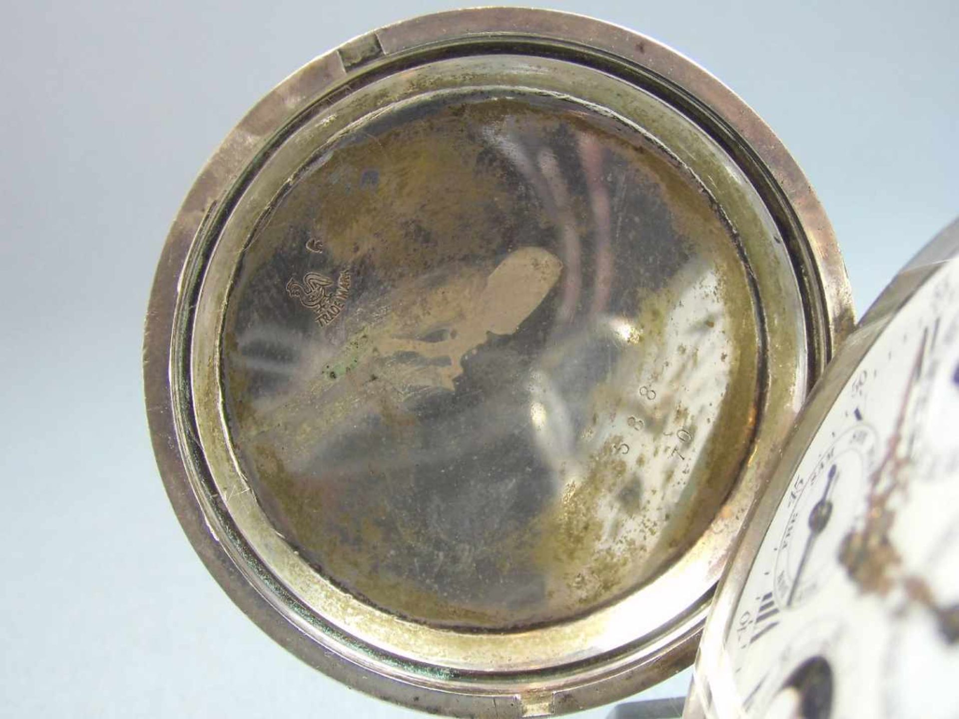 ASTRONOMISCHE SAVONETTE-TASCHENUHR / pocket watch, wohl Schweiz, Silbergehäuse (mit Säure - Bild 3 aus 9