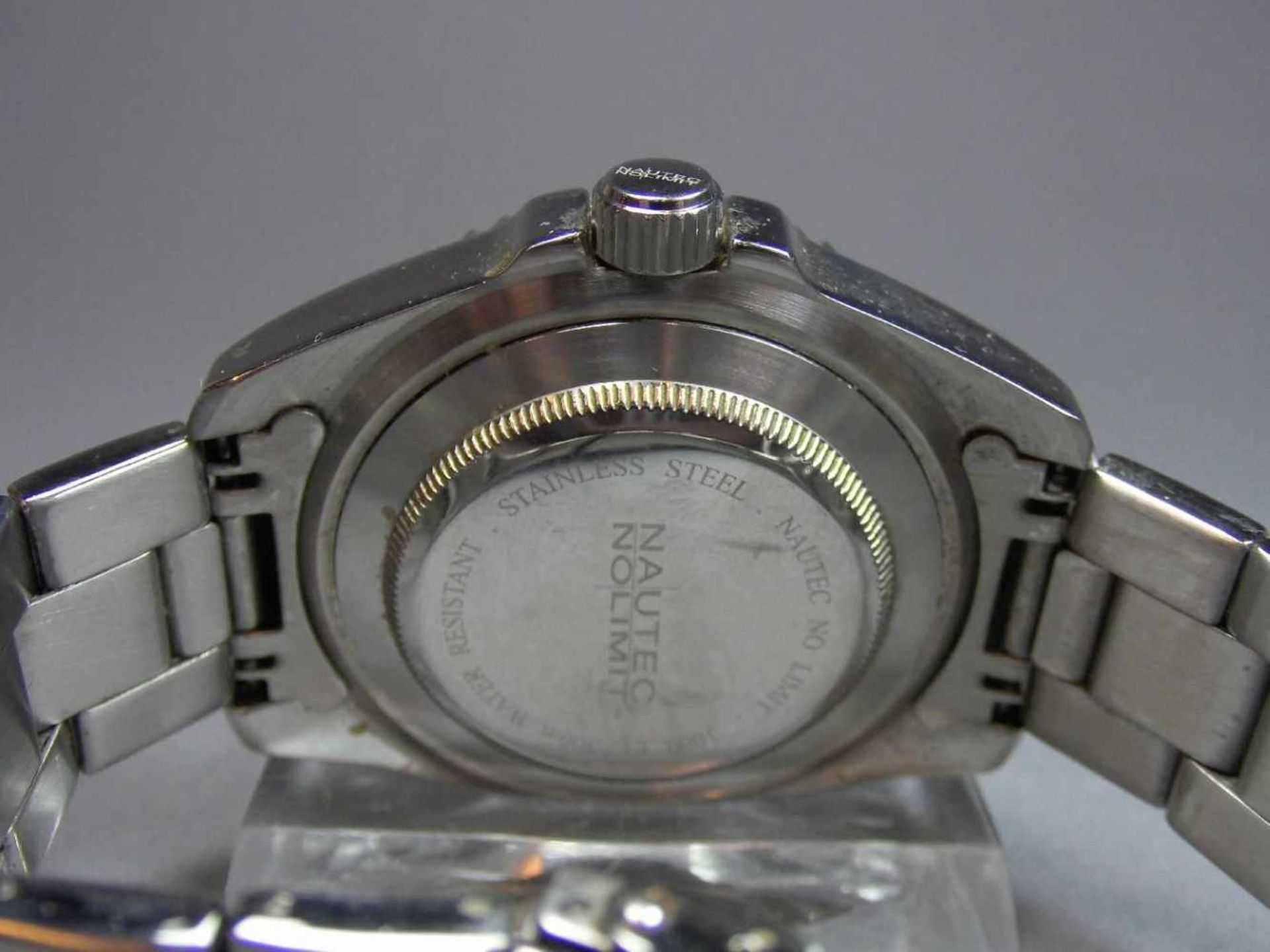 ARMBANDUHR : NAUTEK NO LIMIT GMT / wristwatch, Automatik-Uhr. Rundes Stahlgehäuse mit Gliederarmband - Bild 6 aus 7