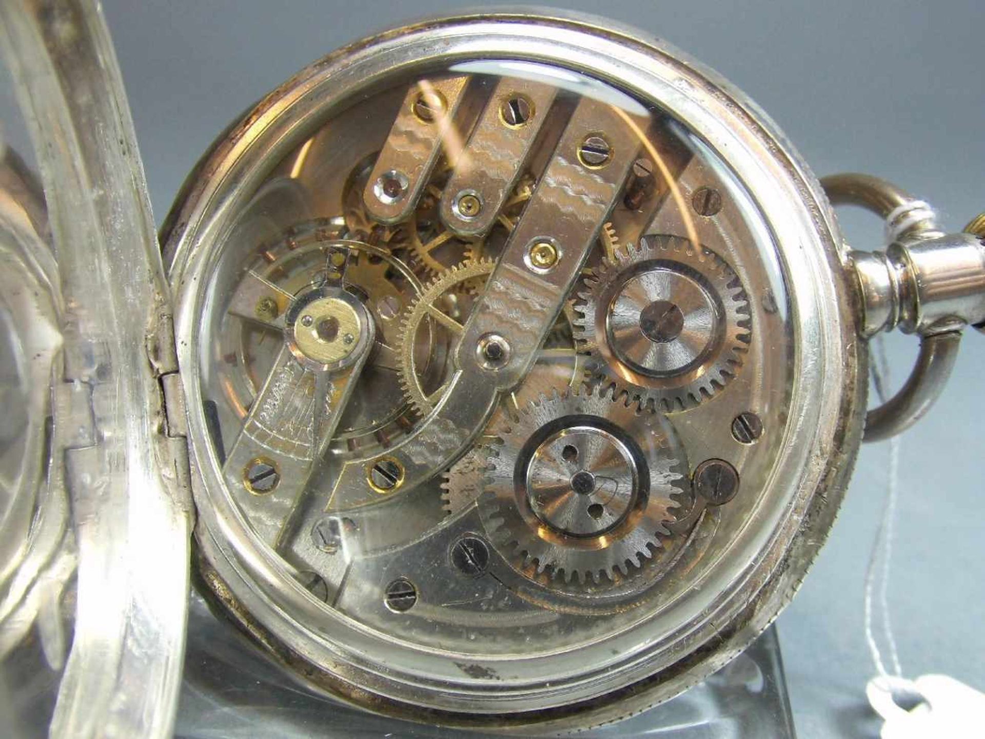 SILBERNE SAVONETTE - TASCHENUHR / hunter case, Schweiz, Handaufzug (Krone und Schieber), 800er - Bild 3 aus 11