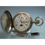 ASTRONOMISCHE SAVONETTE-TASCHENUHR / pocket watch, wohl Schweiz, Silbergehäuse (mit Säure