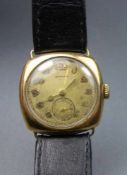 VINTAGE GOLD - ARMBANDUHR: ETERNA / wristwatch, wohl 1. H. 20. Jh., Handaufzug, Manufaktur