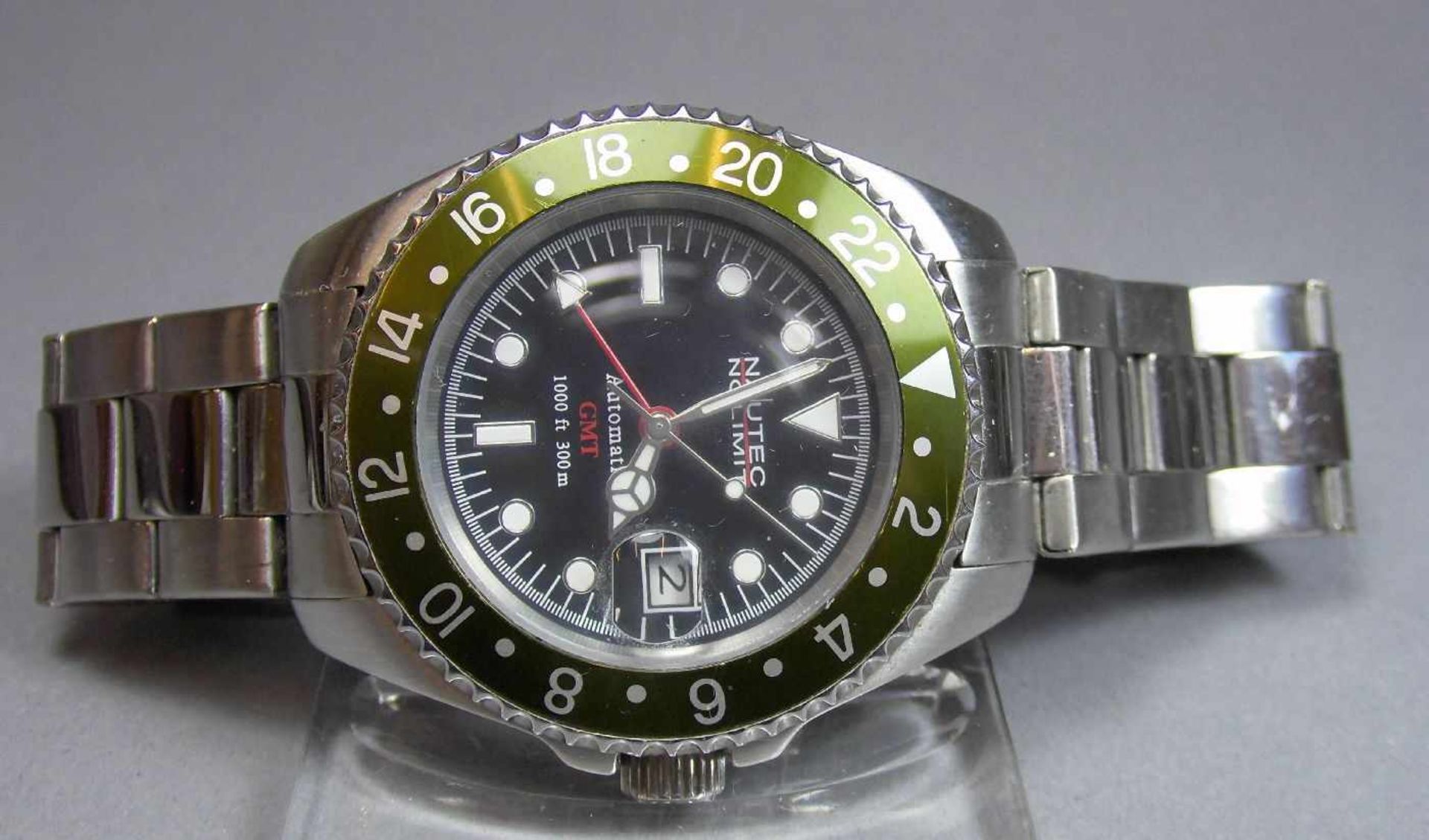 ARMBANDUHR : NAUTEK NO LIMIT GMT / wristwatch, Automatik-Uhr. Rundes Stahlgehäuse mit Gliederarmband - Bild 2 aus 7