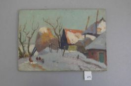 VAN SCHAGEN, GERBRAND FREDERIK (Den Haag 1880-1968 Laren), Gemälde / painting: "Winterliches Dorf