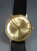 VINTAGE GOLD - ARMBANDUHR: PONTIAC / wristwatch, Handaufzug, Schweiz. Rundes Goldgehäuse mit