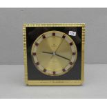 TISCHUHR / table clock, 20. Jh., Manufaktur Junghans. Messinggehäuse, schauseitig verglast. Auf