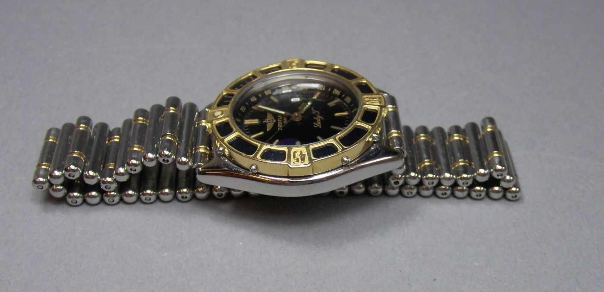 BREITLING "LADY J" ARMBANDUHR / wristwatch, Schweiz. Verschraubtes Stahlgehäuse mit drehbarer - Image 6 of 11
