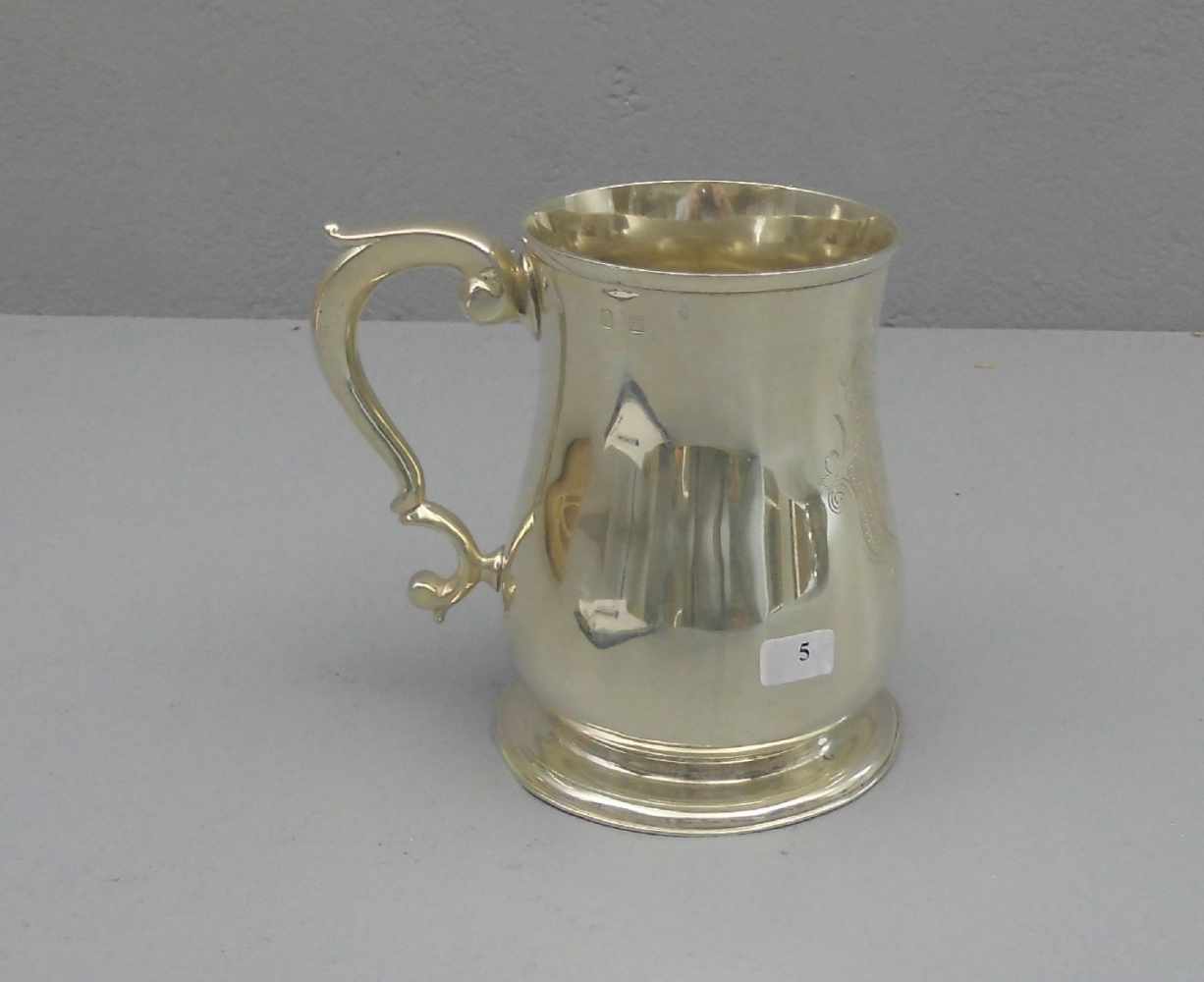 SILBERNER BECHER / silver mug / jar, Sterlingsilber (394 g), gepunzt Dublin / Irland 1903, Meister