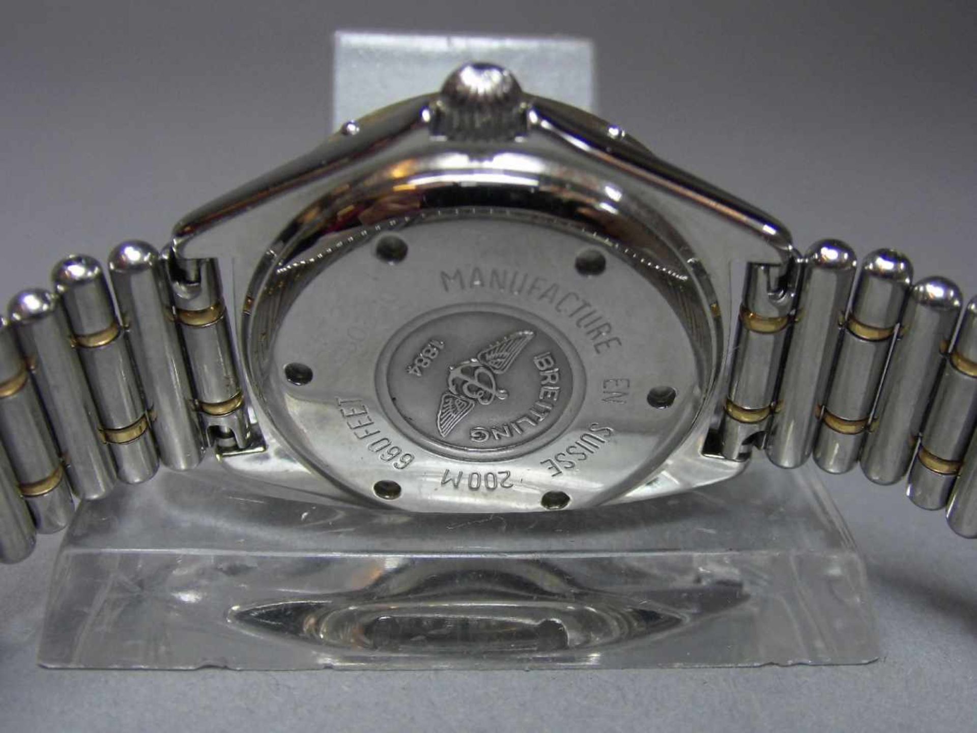 BREITLING "LADY J" ARMBANDUHR / wristwatch, Schweiz. Verschraubtes Stahlgehäuse mit drehbarer - Bild 10 aus 11