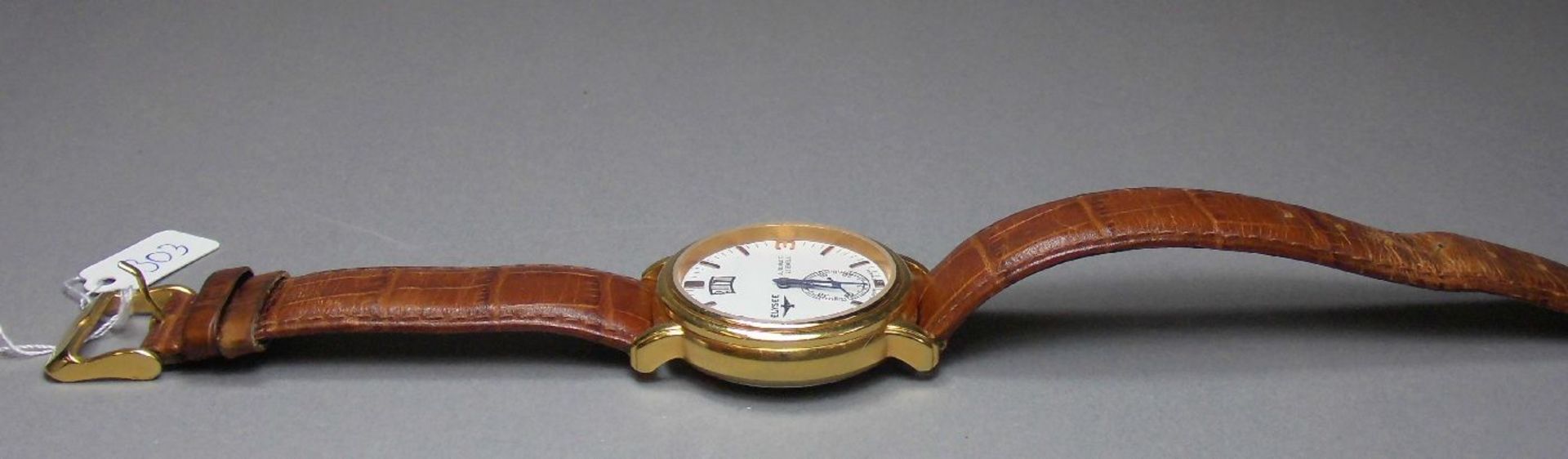 ARMBANDUHR / wristwatch, ELYSEE Uhren GmbH / Deutschland. Rundes goldfarbenes Edelstahlgehäuse mit - Image 3 of 7