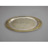 JUGENDSTIL - TABLETT / Art nouveau tray, versilbertes Metall, um 1900. Ovale Form mit seitlichen