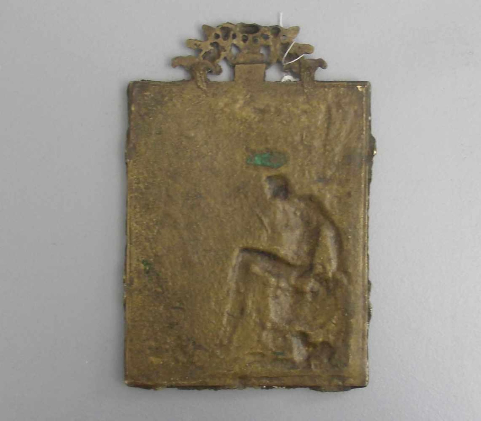 BRONZERELIEF "Johannes der Täufer / Jüngling in arkadischer Landschaft", 18./19. Jh.; Hochrelief, - Image 2 of 2