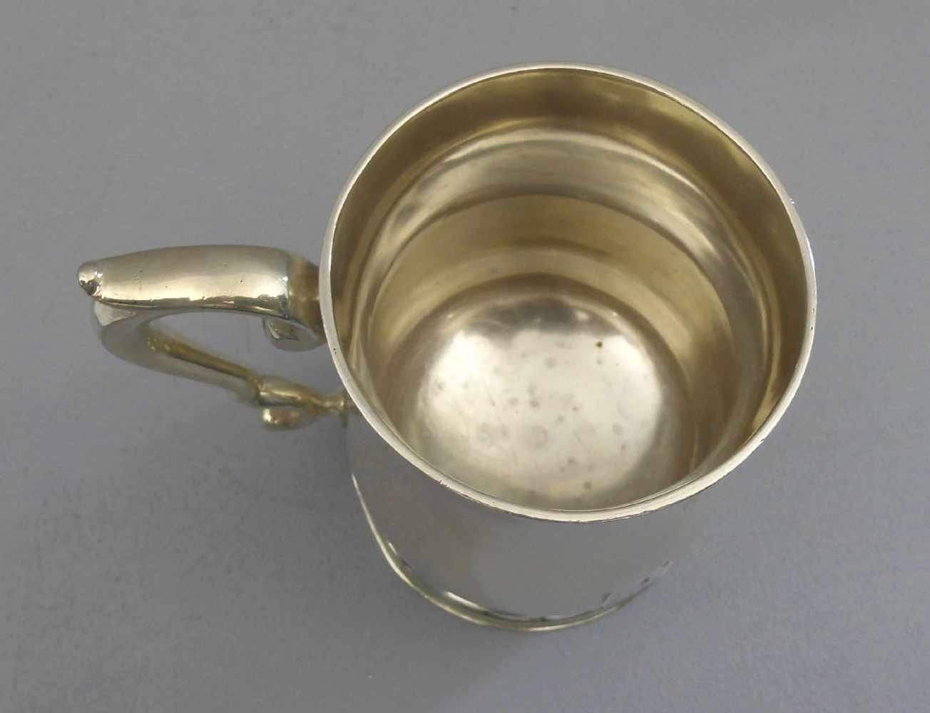 SILBERNER BECHER / silver mug / jar, Sterlingsilber (394 g), gepunzt Dublin / Irland 1903, Meister - Bild 4 aus 4