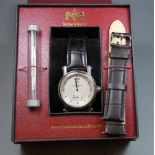 ARMBANDUHR: BUCHNER & BOVALIER / wristwatch, Automatik- Uhr. Rundes Edelstahlgehäuse mit Glasboden