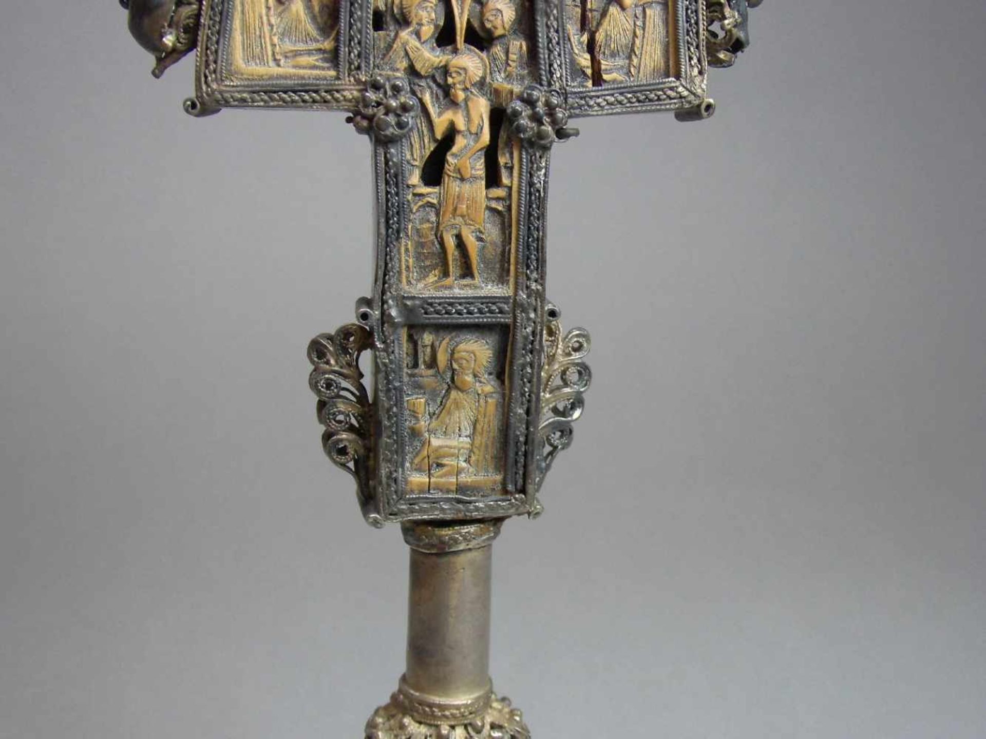 ORTHODOXES ALTARKREUZ / STANDKREUZ / orthodox altar cross, 18. Jh., Silber und Buchsbaum ( - Bild 11 aus 11