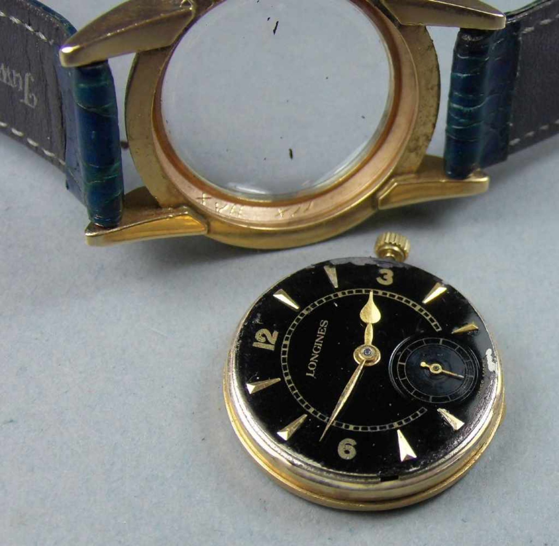 LONGINES DAMENARMBANDUHR / wristwatch, Handaufzug, Manufaktur Longines / Schweiz. Goldgehäuse mit - Image 7 of 7