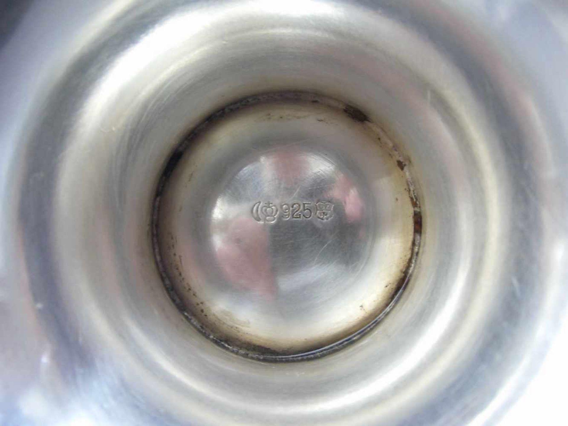 SILBERKANNE MIT ELFENBEINMONTUR, 925 Silber (450 g), gepunzt mit Halbmond, Krone, - Bild 4 aus 4