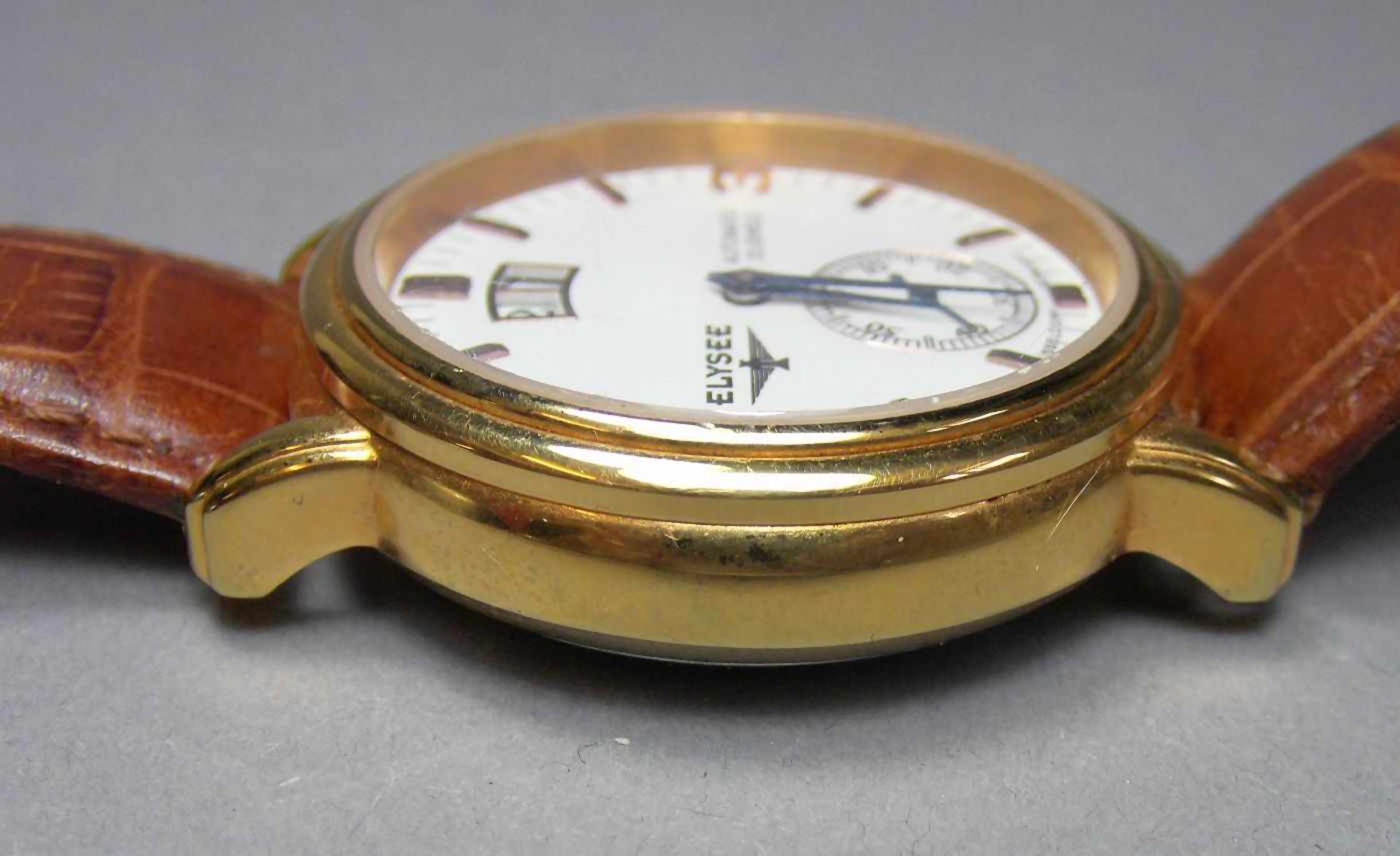 ARMBANDUHR / wristwatch, ELYSEE Uhren GmbH / Deutschland. Rundes goldfarbenes Edelstahlgehäuse mit - Image 2 of 7