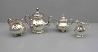 VERSILBERTER TEEKERN / KERNSERVICE / tea set, 20. Jh., versilbertes Porzellan / silver-overlay, 2