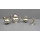 VERSILBERTER TEEKERN / KERNSERVICE / tea set, 20. Jh., versilbertes Porzellan / silver-overlay, 2