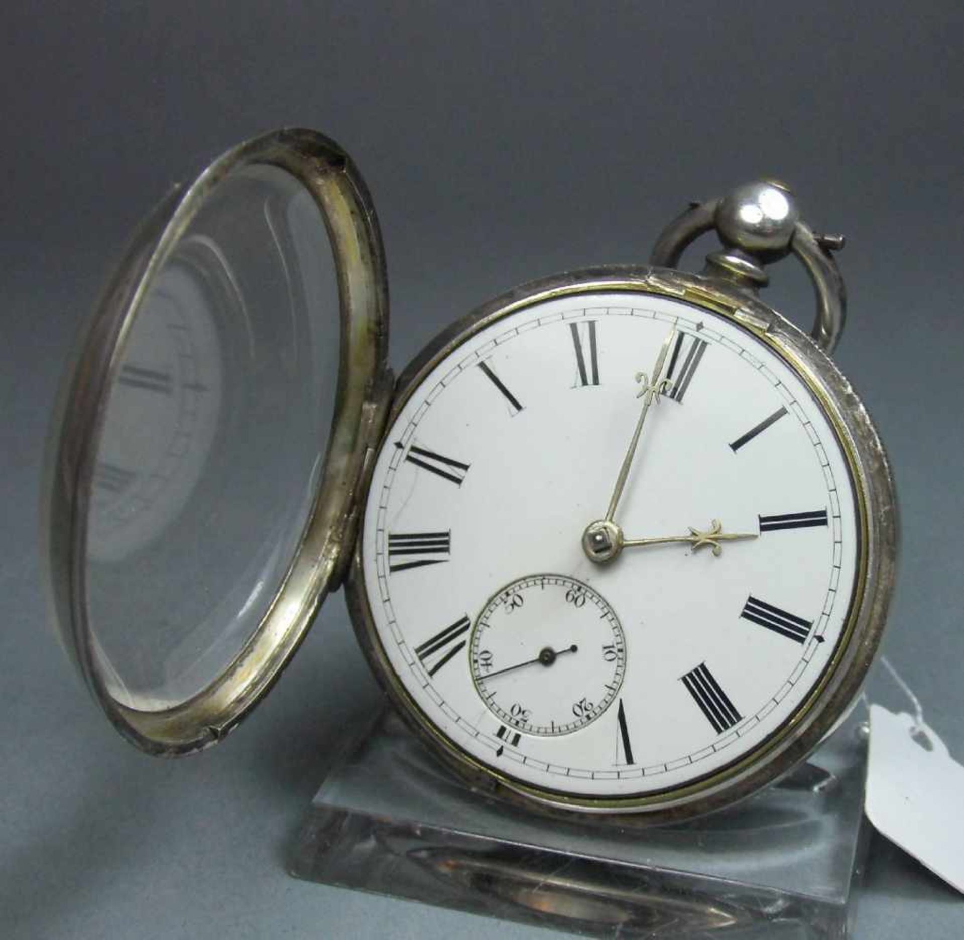 ENGLISCHE TASCHENUHR MIT SCHLÜSSELAUFZUG / SCHLÜSSELTASCHENUHR / open face pocket watch, - Image 4 of 9