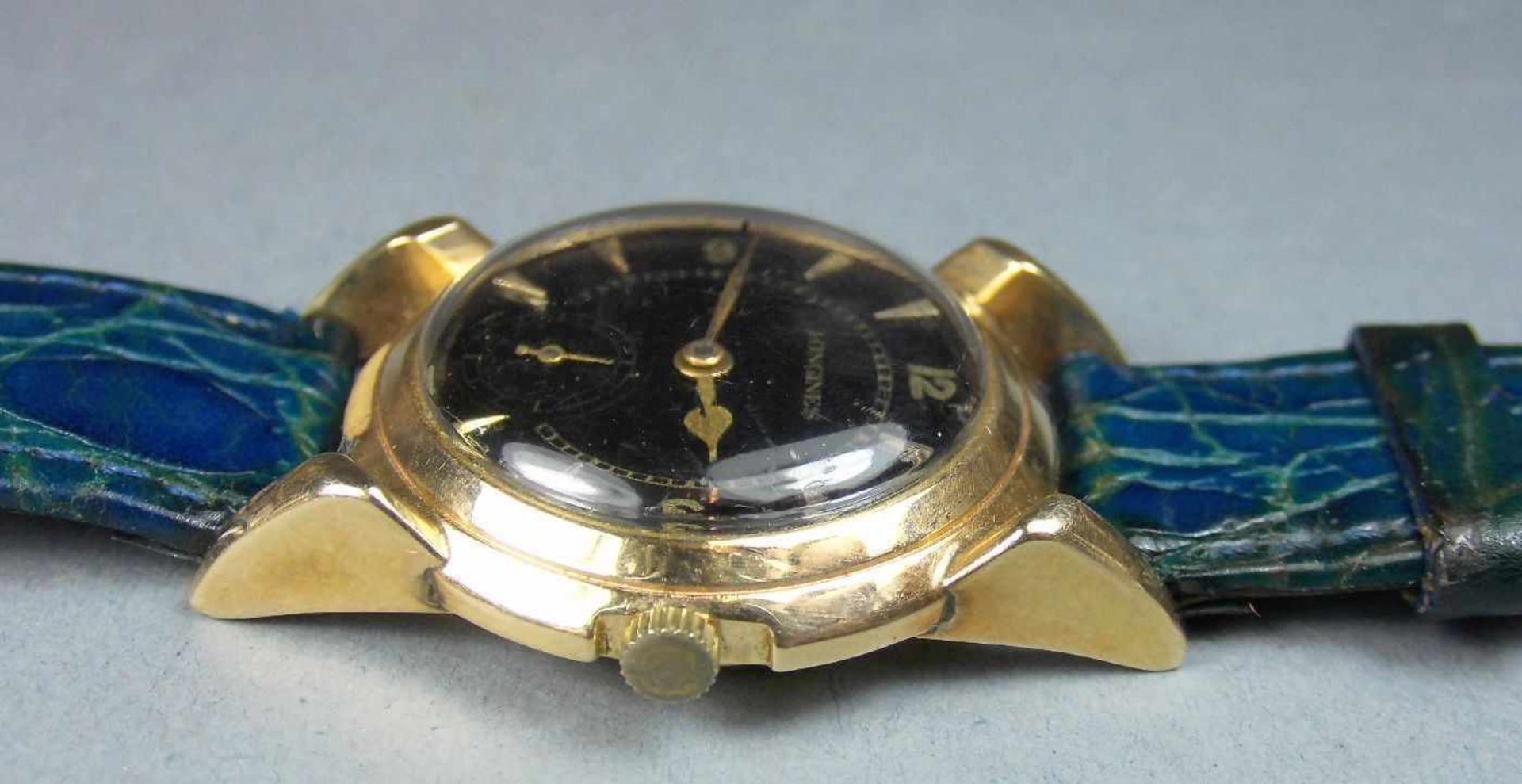 LONGINES DAMENARMBANDUHR / wristwatch, Handaufzug, Manufaktur Longines / Schweiz. Goldgehäuse mit - Image 4 of 7