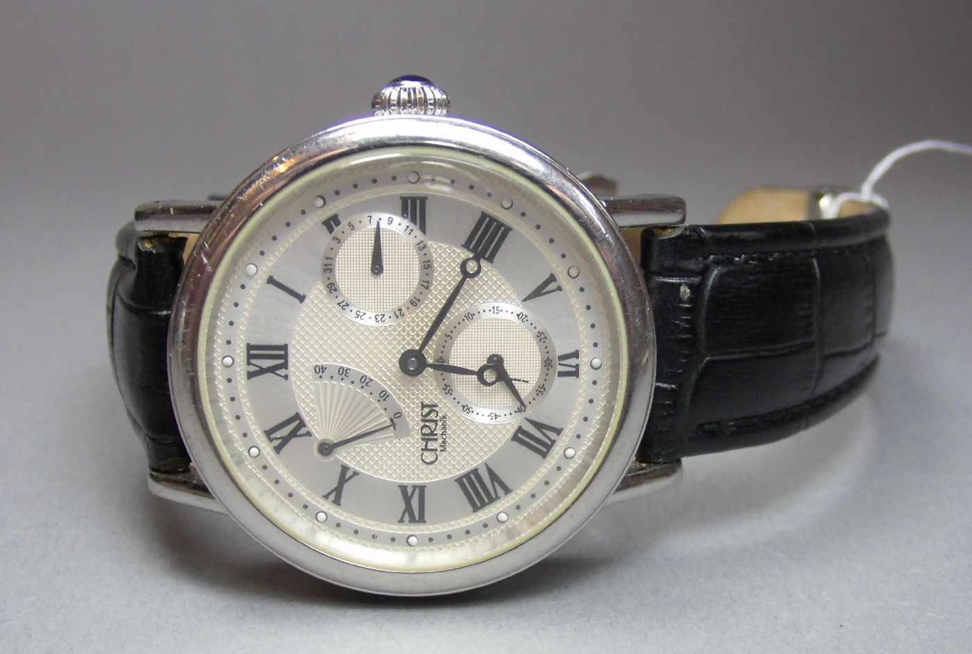 ARMBANDUHR / wristwatch, Juwelier Christ / Deutschland. Rundes Edelstahlgehäuse mit Glasboden und - Image 2 of 6