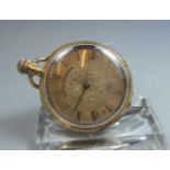 GOLDENE TASCHENUHR / pocket watch, wohl Amerika / USA, um 1900, Handaufzug (Krone und Drücker).