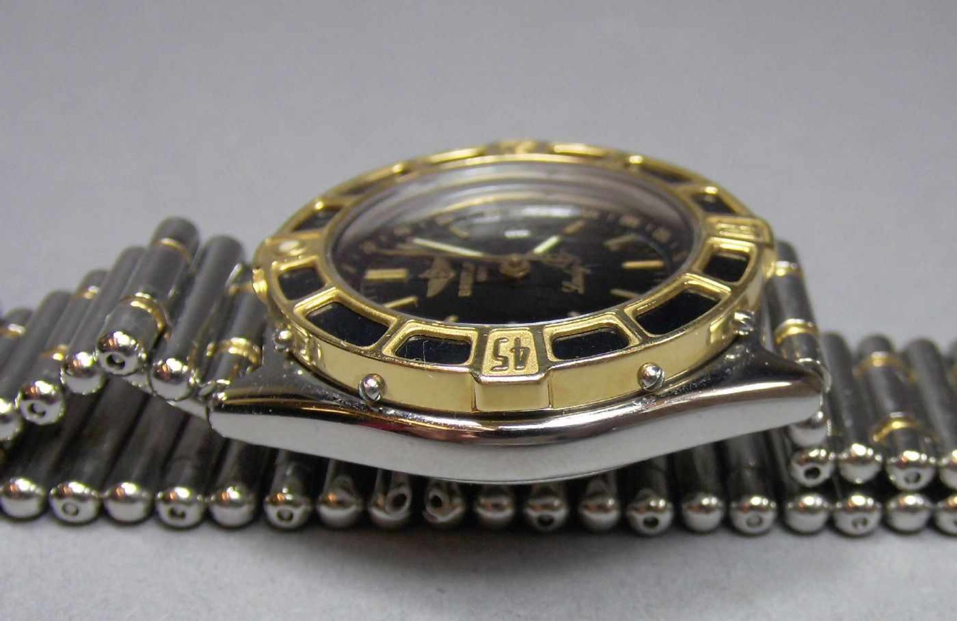 BREITLING "LADY J" ARMBANDUHR / wristwatch, Schweiz. Verschraubtes Stahlgehäuse mit drehbarer - Image 7 of 11