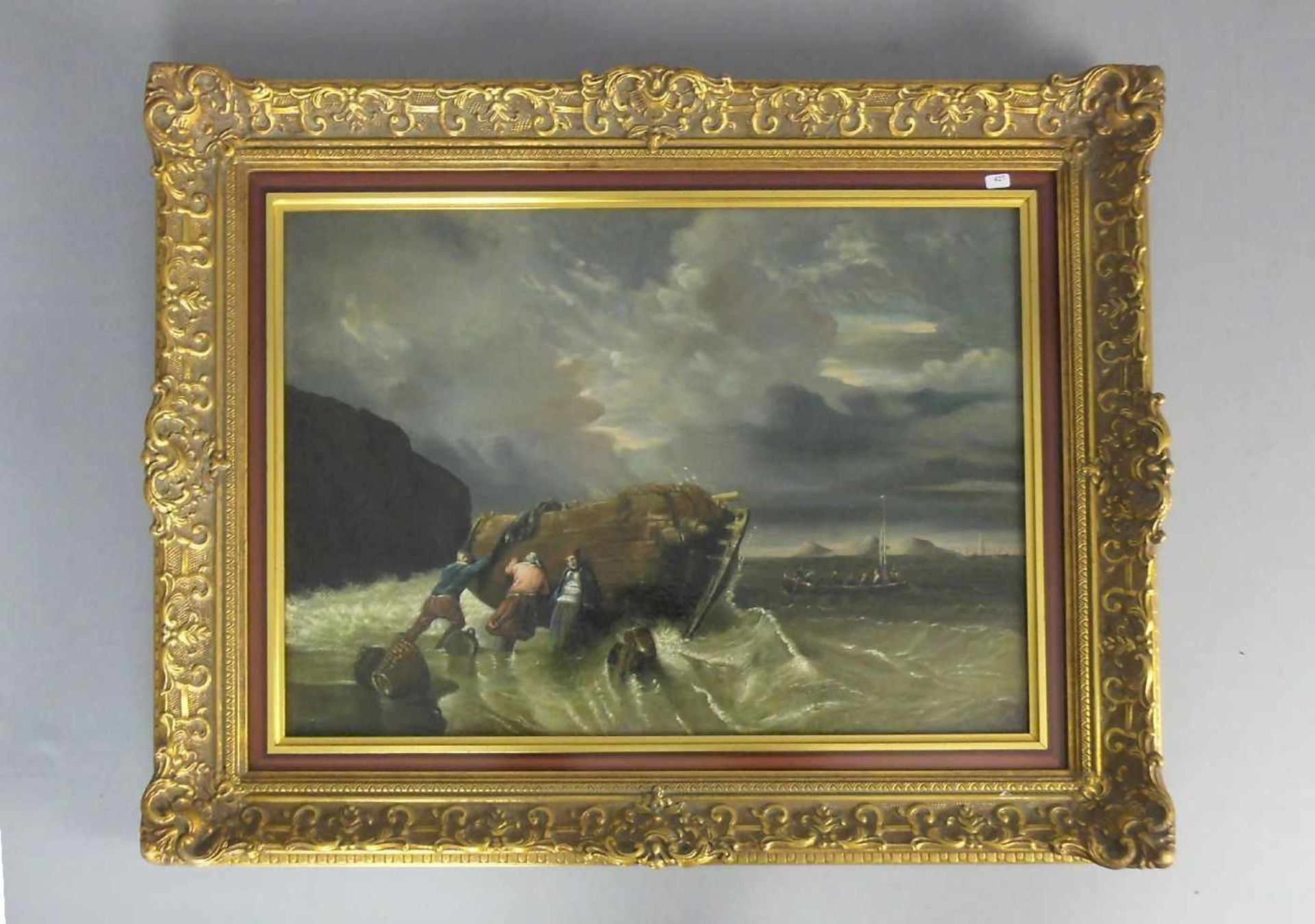 MONOGRAMMIST des 18. Jh. (A S), Gemälde / painting: "Schiffbruch an felsiger Küste", Öl auf Leinwand