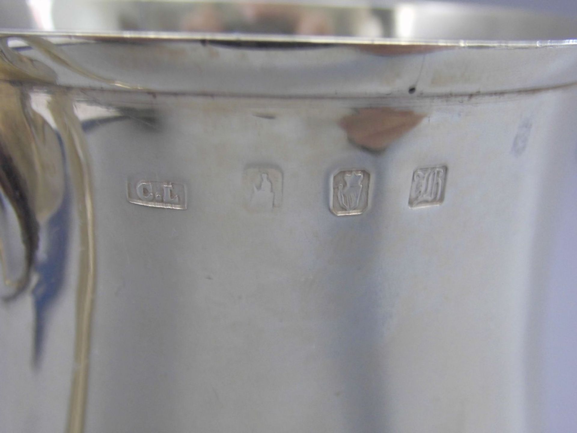 SILBERNER BECHER / silver mug / jar, Sterlingsilber (394 g), gepunzt Dublin / Irland 1903, Meister - Bild 3 aus 4