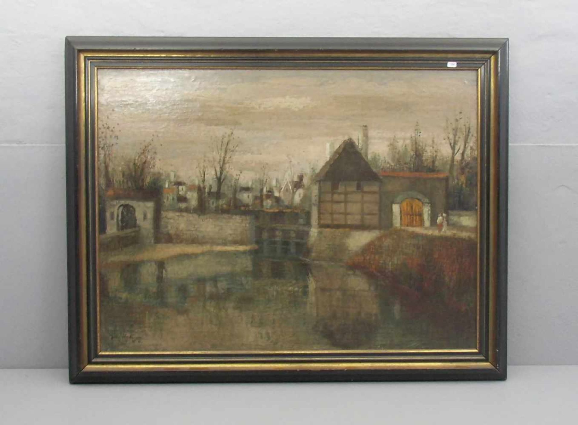 WEDEWER, JOSEF (Lüdinghausen 1896-1979 ebd.), Gemälde / painting: "Wassermühle", Öl auf Leinwand, u.