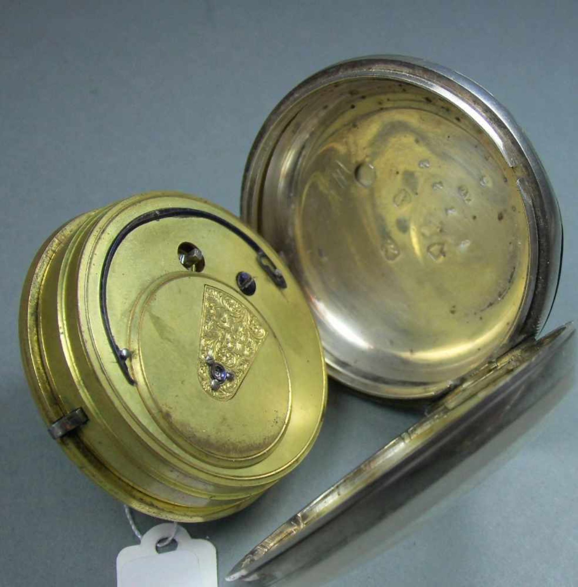 ENGLISCHE TASCHENUHR MIT SCHLÜSSELAUFZUG / SCHLÜSSELTASCHENUHR / open face pocket watch, - Image 6 of 9