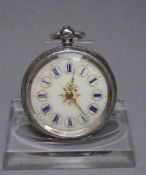 DAMEN SCHLÜSSEL - TASCHENUHR / pocket watch, Schweiz, Schweizer Silber-Bärenpunze, Silbergehäuse (