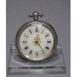 DAMEN SCHLÜSSEL - TASCHENUHR / pocket watch, Schweiz, Schweizer Silber-Bärenpunze, Silbergehäuse (