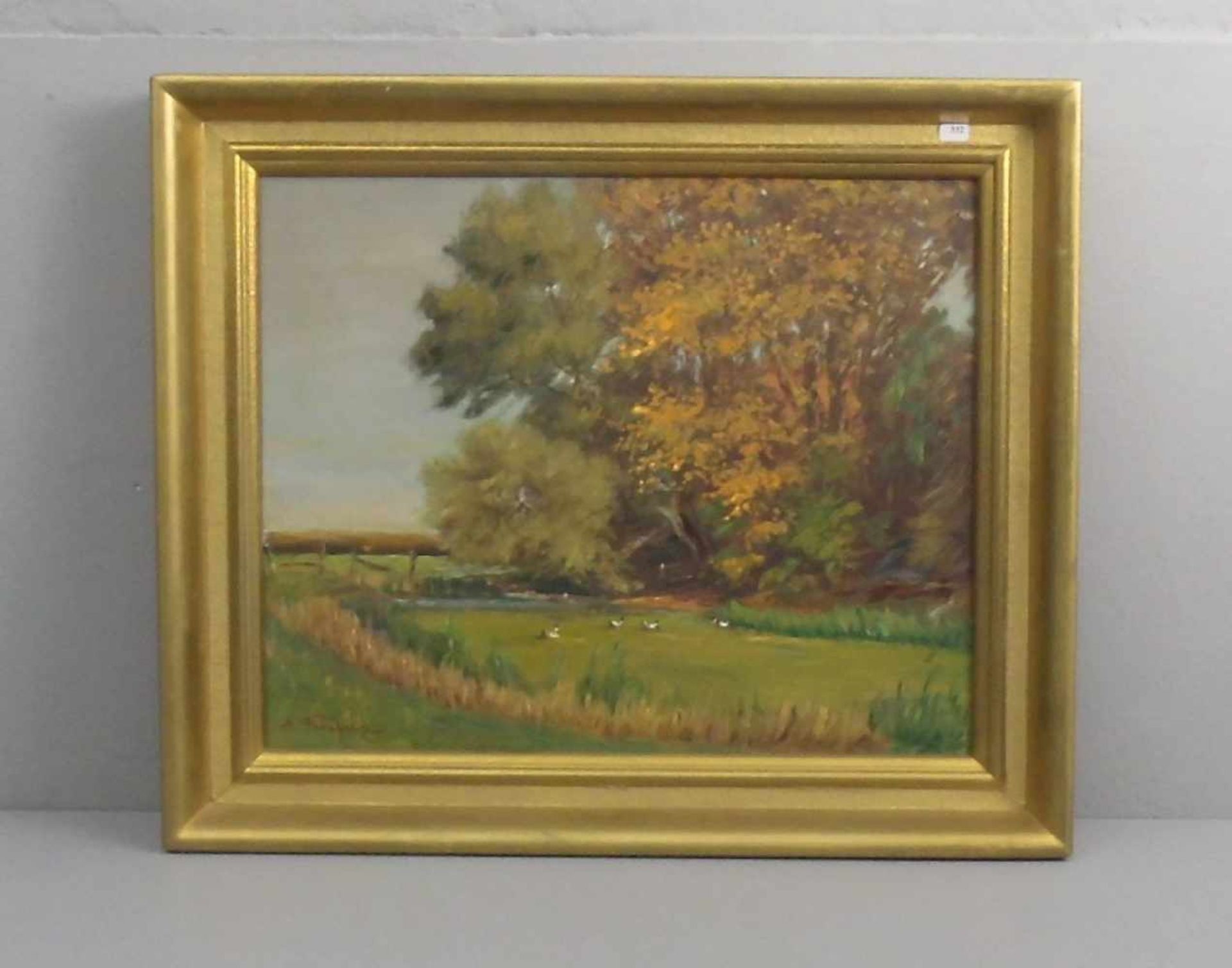 FERNHOLZ, EUGEN (Münster 1875-1936 ebd.), Gemälde / painting: "Landschaft mit Teich und Enten", Öl